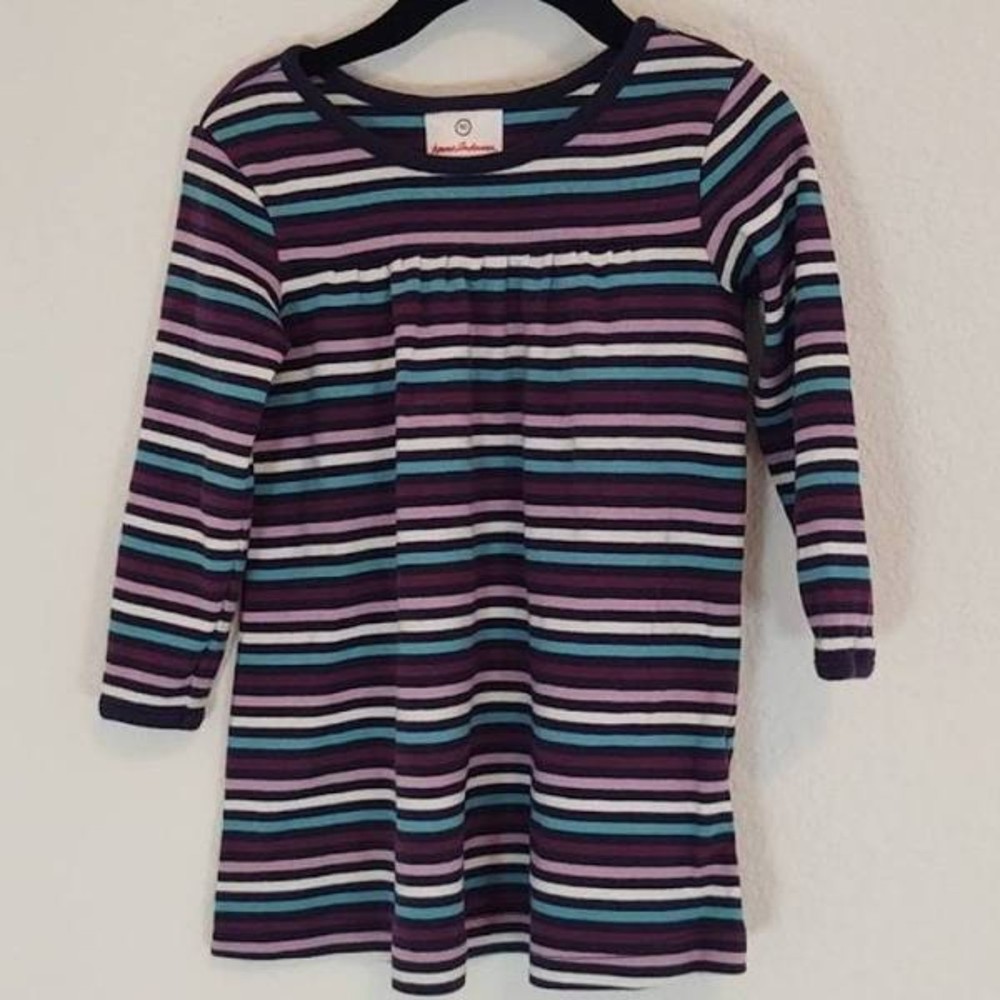 Hanna Andersson Navy and Purple Striped Dress
